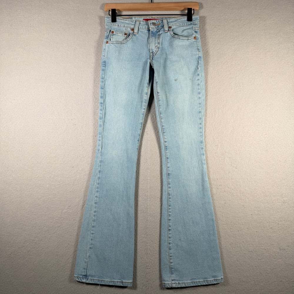 Levis 518 Super Low Stretch Flare Jeans Light Wash Blue Y2K Junior 0 27x31